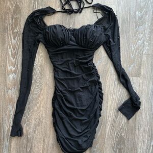 Elegant Black Long-Sleeve Dress